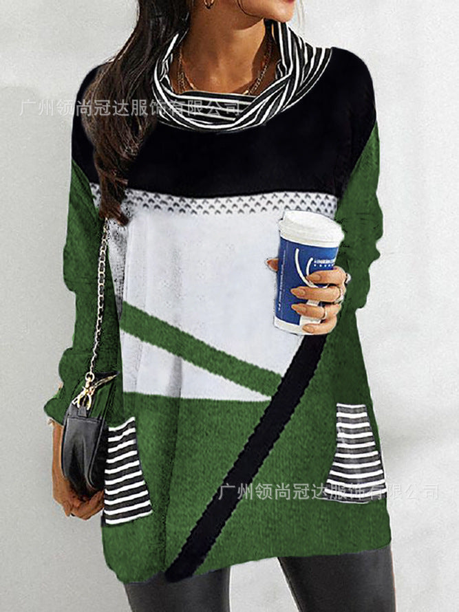 Fudus Langarmhemd mit Pile-Kragen, stilvollem Druck und Taschen