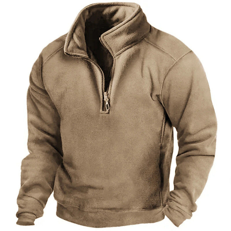 Herren Fleece-Pullover mit hohem Kragen und praktischen Reißverschluss Krohn-e