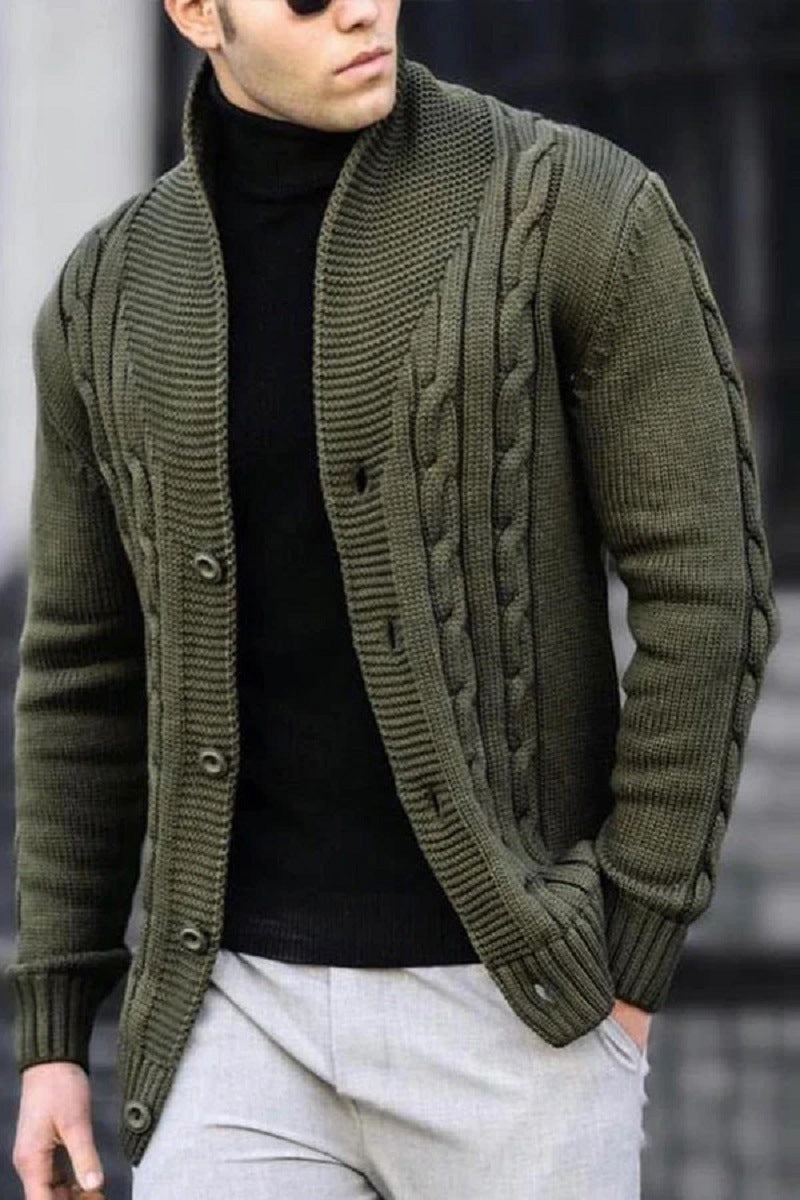 Herren Strickjacke mit robustem Zopfmuster und langlebigem Knopfverschluss Krohn-e