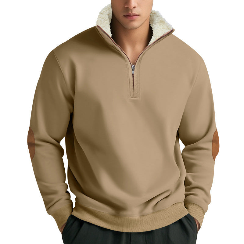 Herren Fleece Pullover mit Stehkragen und Kontrastdetails Krohn-e
