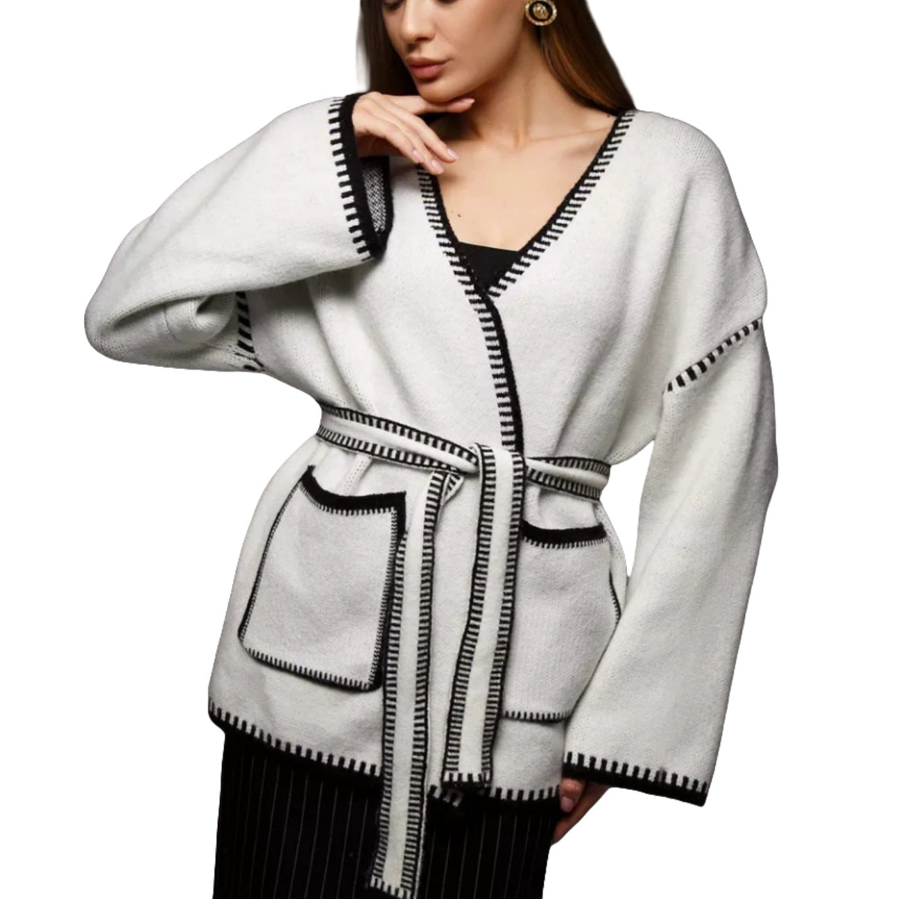 Damen Strickjacke mit großem Revers und praktischen Taschen Krohn-e