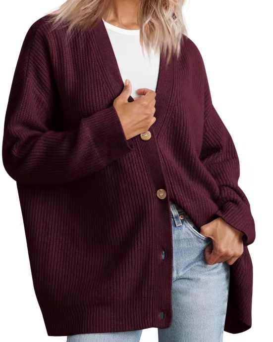 Krohn-e | Cardigan - Damen Herbst gestreifter Knopf-gefüllter Strick-Cardigan