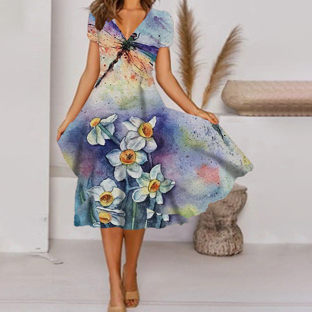 Edles A-Linien-Kurzarmbodycon-Kleid von Fudus