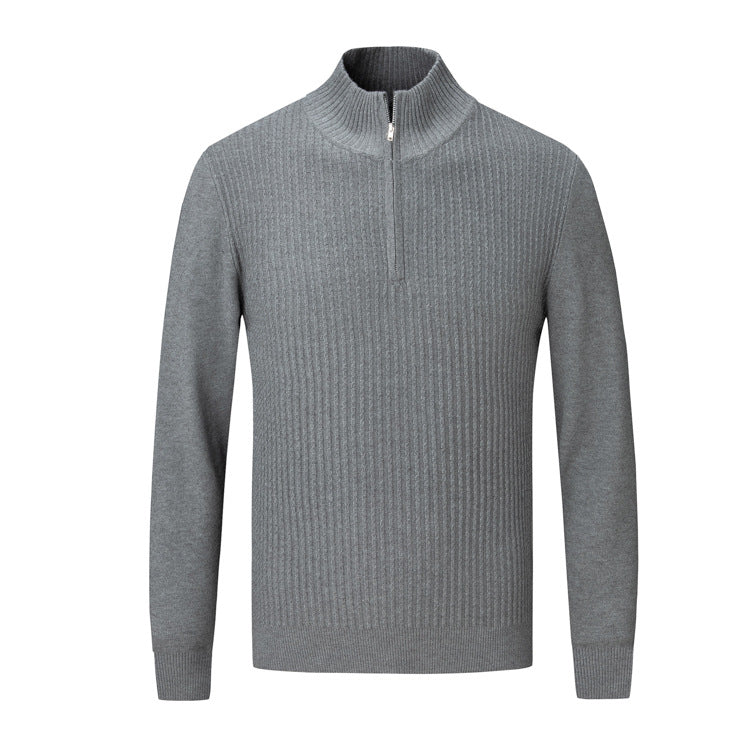 Herren Strickpullover mit modernem Stehkragen und feinem Rippdesign Krohn-e