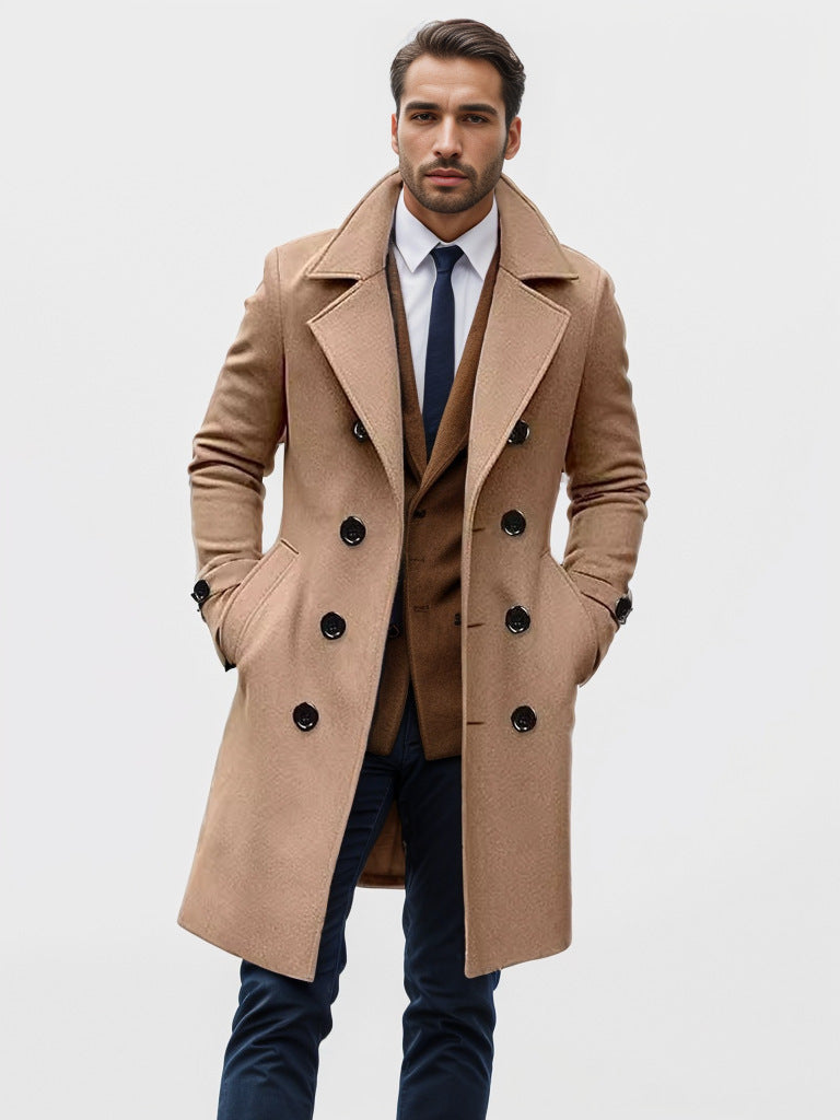 Herren eleganter Wolltrenchcoat mit doppelter Knopfleiste Krohn-e