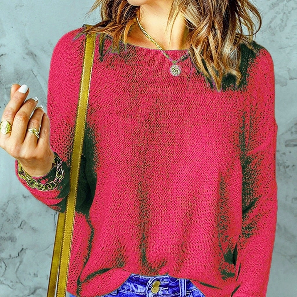 Damen Grober Strickpullover mit weitem Schnitt und dekorativem V-Ausschnitt Krohn-e
