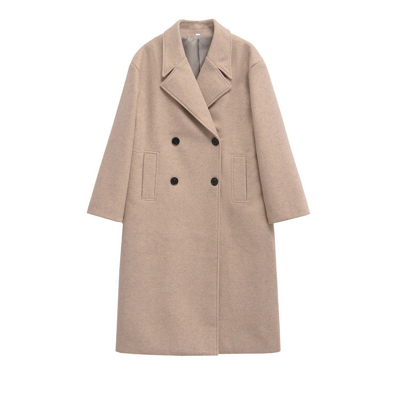 Damen Eleganter Übergrößen Doppelreiher-Wollmantel Krohn-e