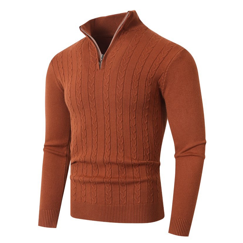 Herren Strickpullover mit halbem Reißverschluss und strukturiertem Design Krohn-e