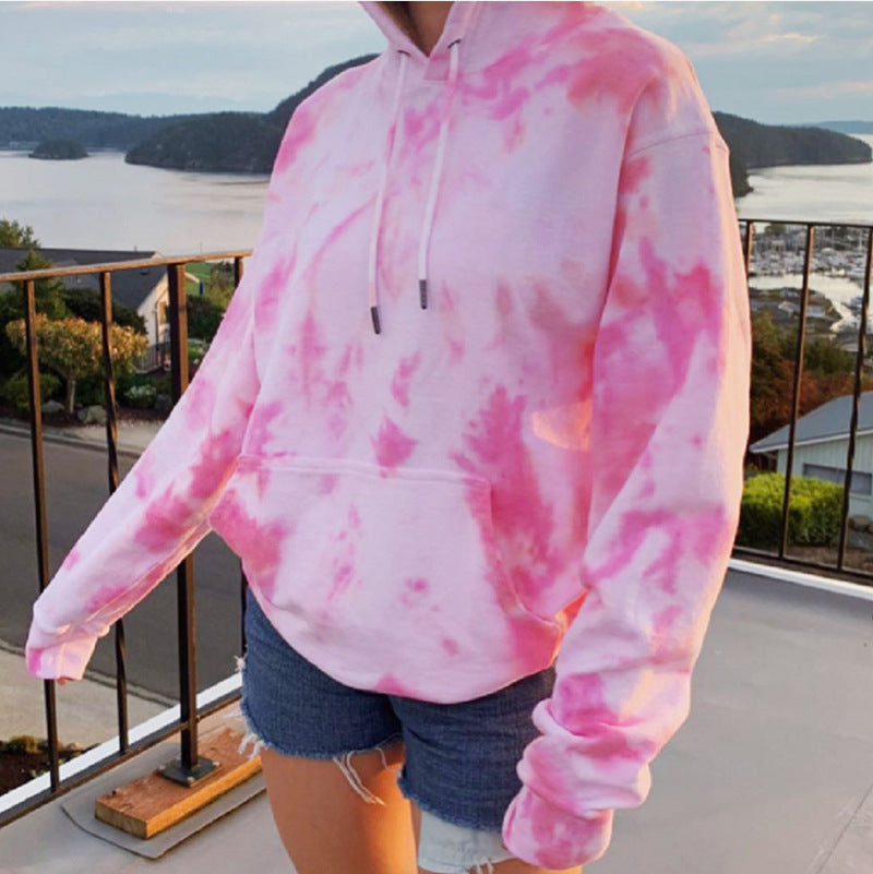 Damen Kapuzenpullover aus kuscheligem Material mit Batikdesign Krohn-e