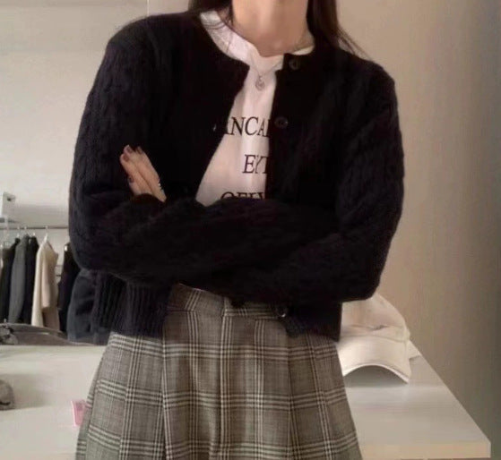 Damen gestrickte Bolerojacke mit Zopfstruktur Krohn-e