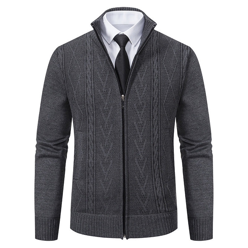 Herren Strickjacke mit modernem Zipper und eleganter Zopfstruktur Krohn-e