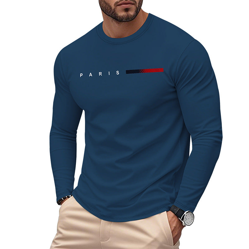 Herren Langarm T-Shirt mit modernem Paris-Druck und elastischem Saum Krohn-e