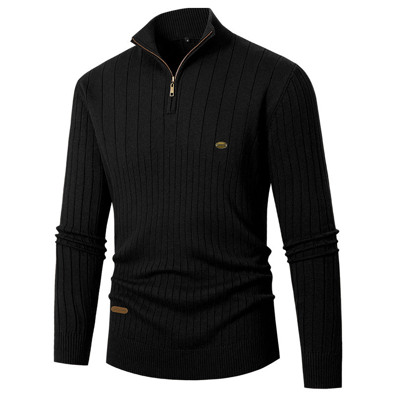 Herren Pullover mit modernem Reißverschluss und Rippenstruktur Krohn-e