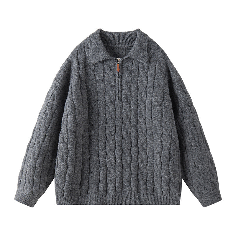 Damen Hochwertiger Strickpullover mit kurzem Reißverschluss und klassischem Kragen Krohn-e