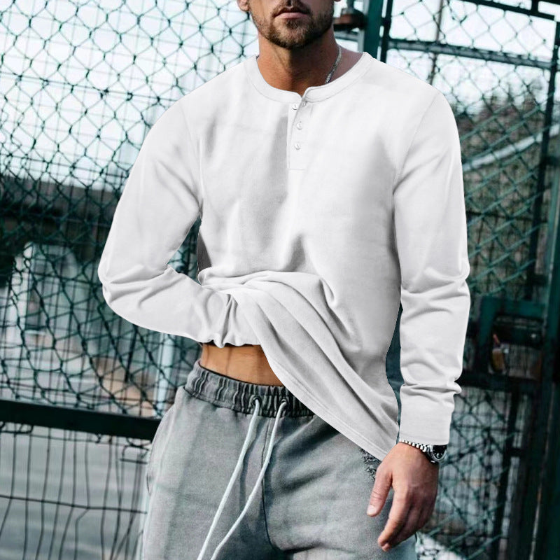 Herren Langarm-Henley-Shirt mit klassischem Knopfleisten-Design und weichem Baumwollmix Krohn-e