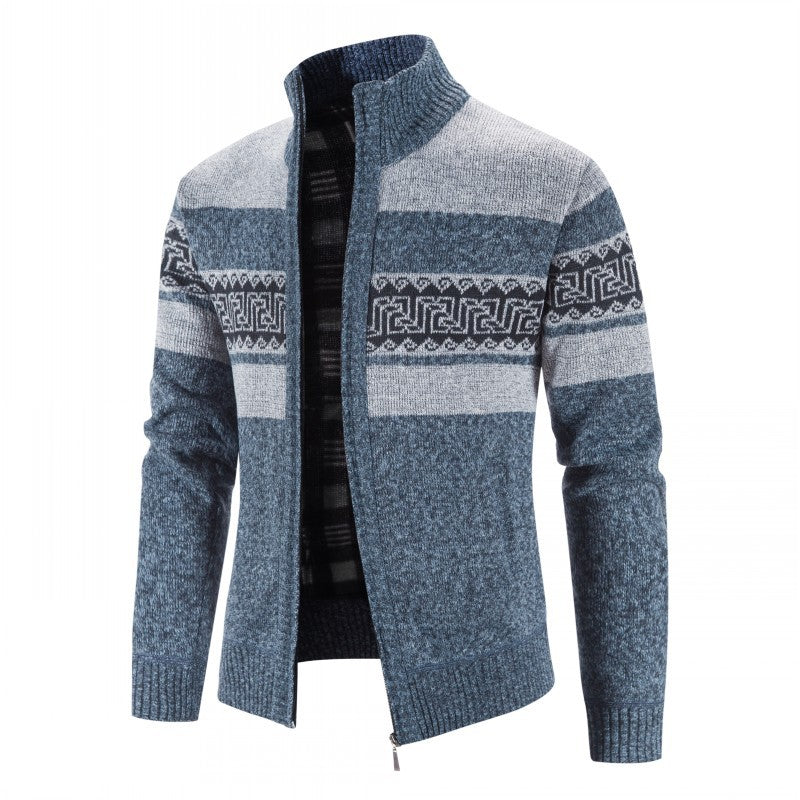 Herren Strickjacke mit hohem Kragen und attraktiven Mustern Krohn-e