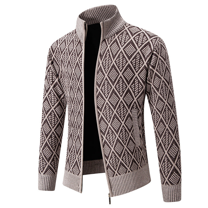 Herren Strickjacke mit strukturiertem Design und hohem Kragen Krohn-e