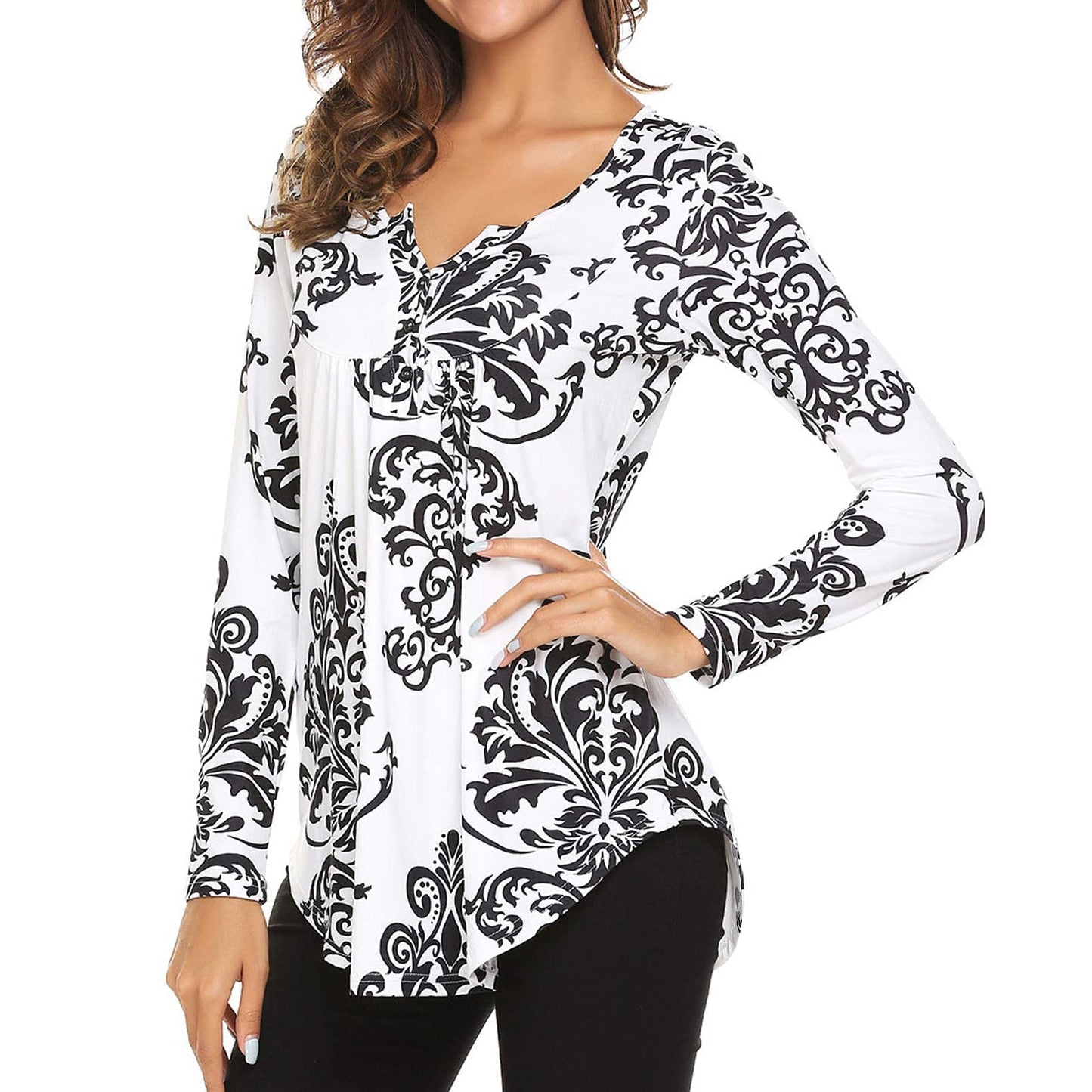 Fudus Asymmetrisches Top aus Milchseide mit Raffung und Druck