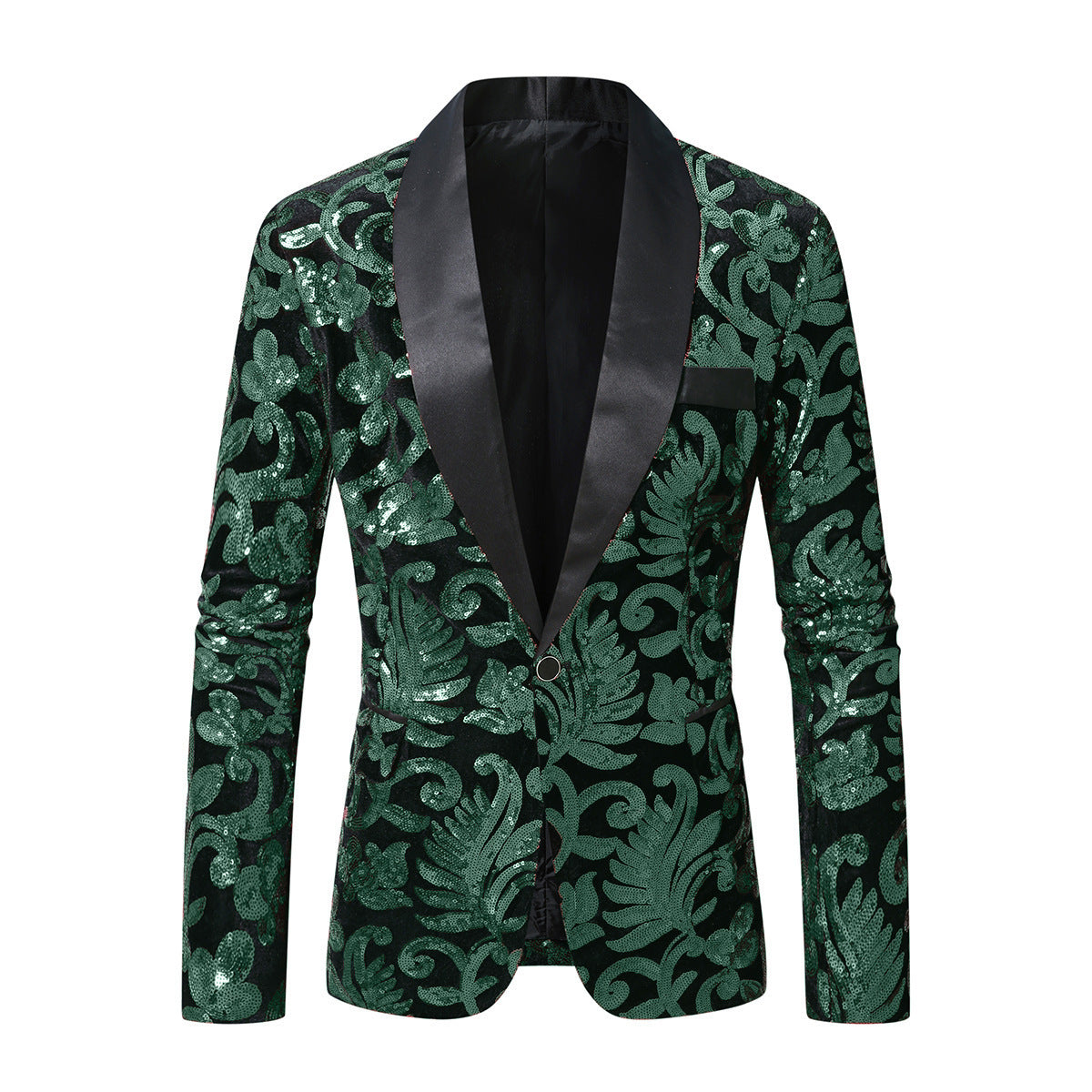 Herren glitzernder Anzugblazer mit floralen Paillettenmustern Krohn-e