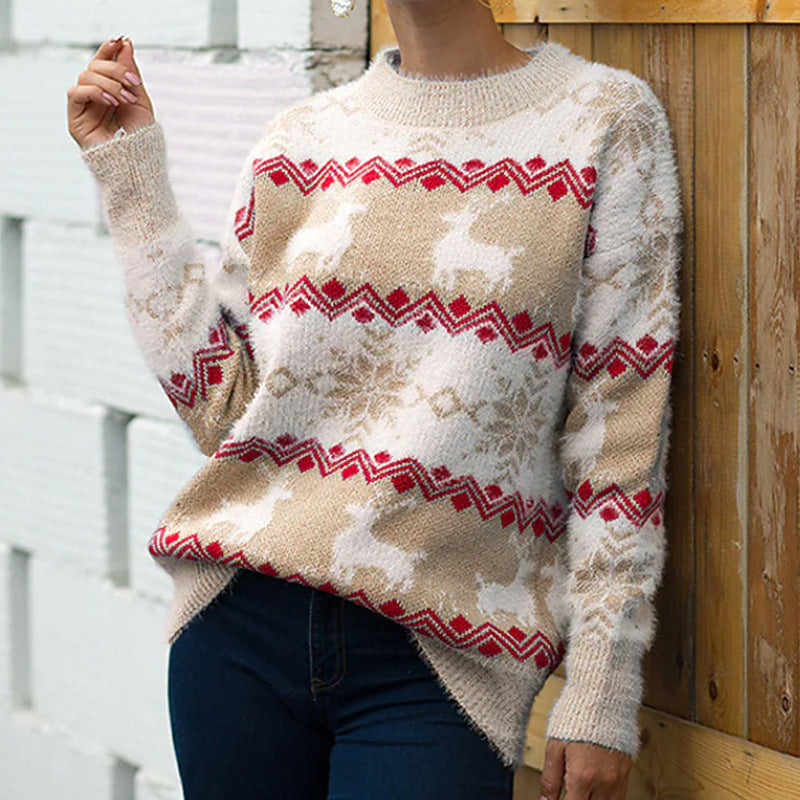 Damen gemütlicher Weihnachtspullover mit festlichem Rentierdesign Krohn-e