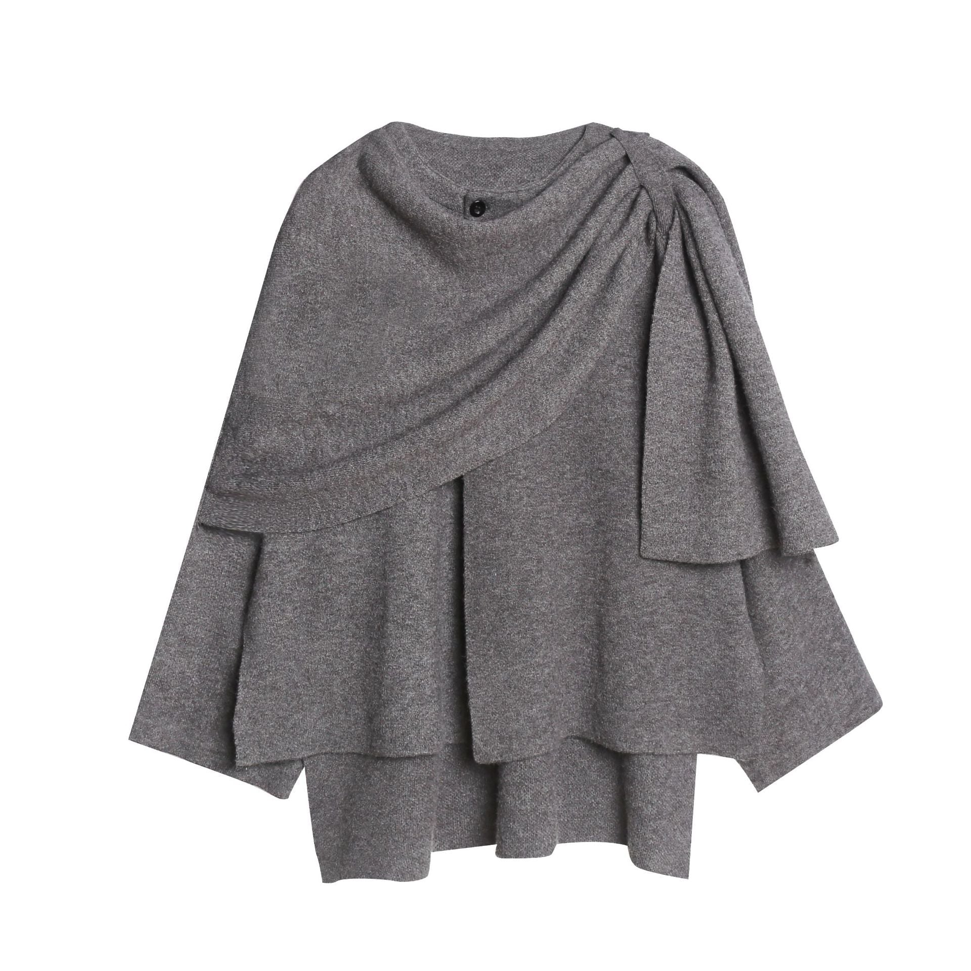Damen gemütlicher Strickponcho mit raffinierten Drapierungen Krohn-e
