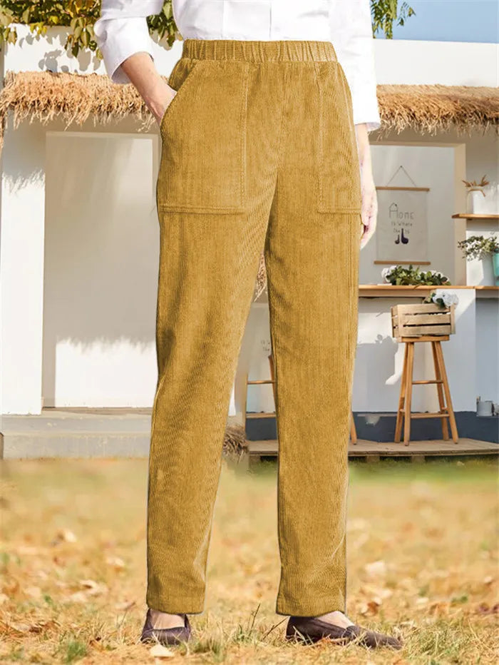 Einfarbige gerippte Hose von Isley für Damen