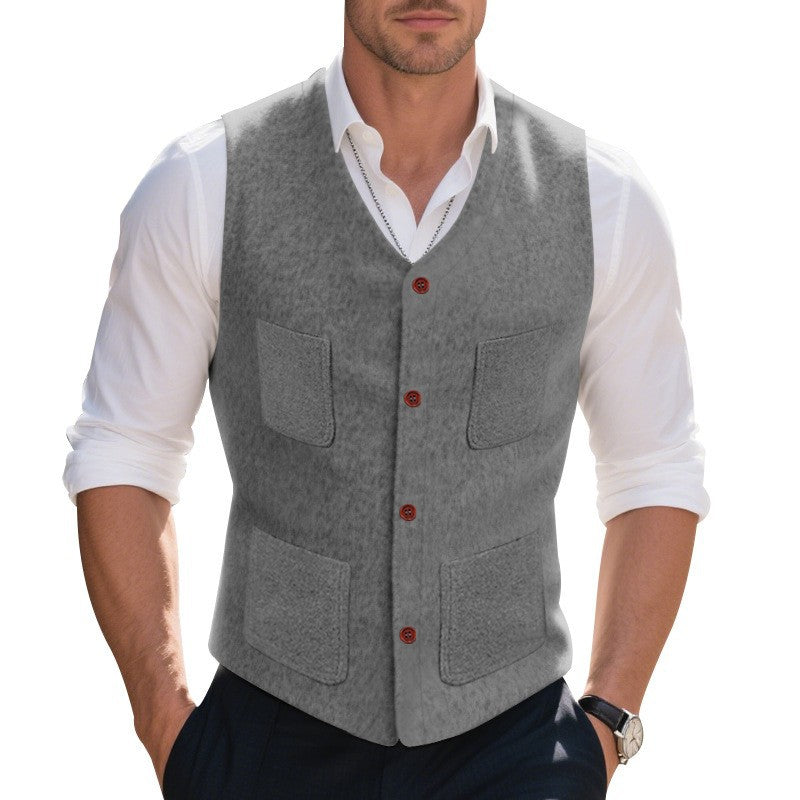 Herren Weste mit funktionalen Taschen und eleganten Knopfdetails Krohn-e