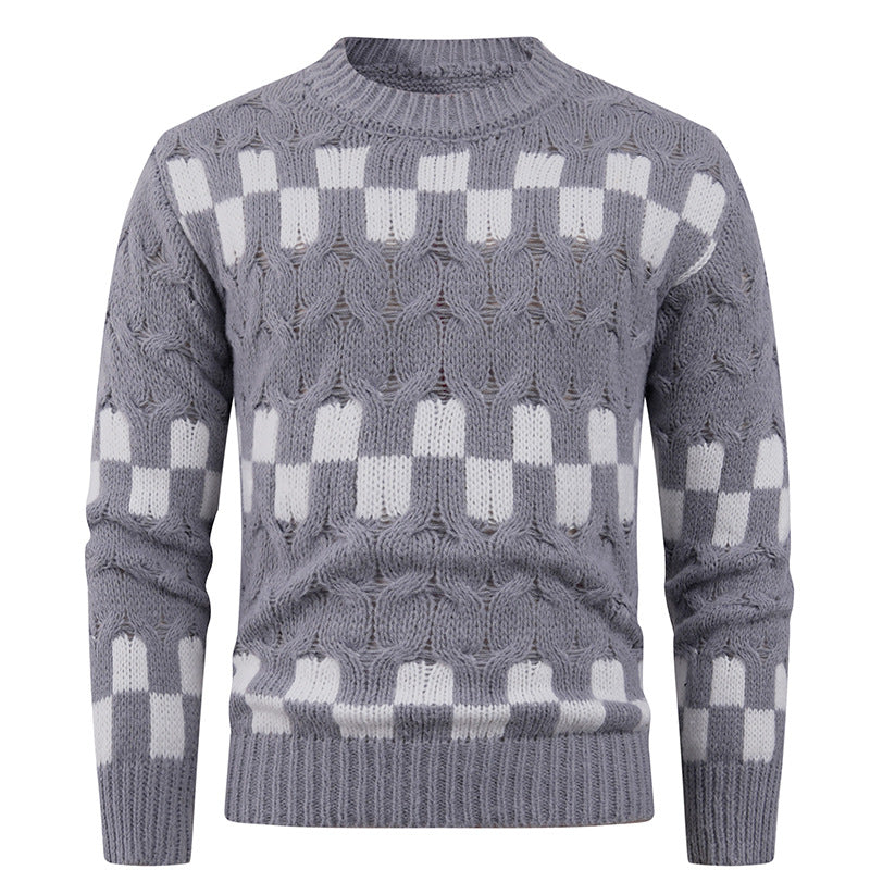 Herren Strickpullover mit kreativen geometrischen Mustern und hohem Kragen Krohn-e