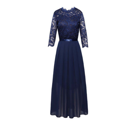 Damen Maxikleid mit Spitzendetails und transparentem Rock Krohn-e