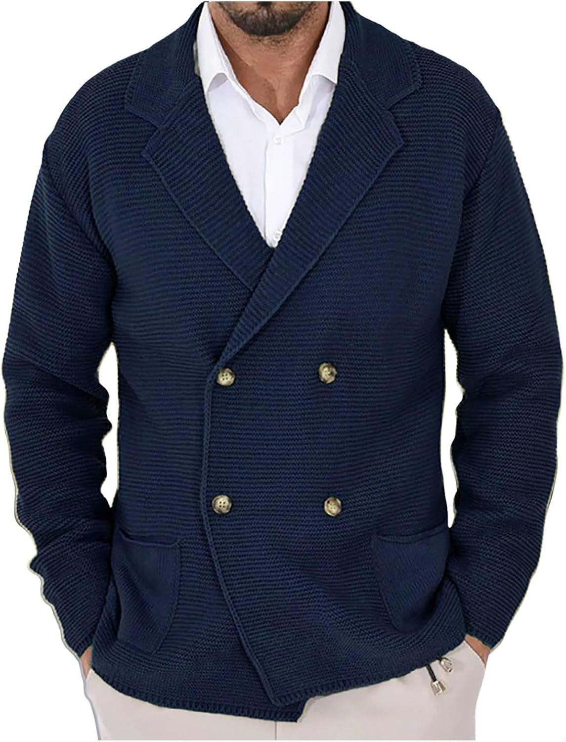 Herren Strickjacke mit modischem Schalkragen und dekorativen Knöpfen Krohn-e