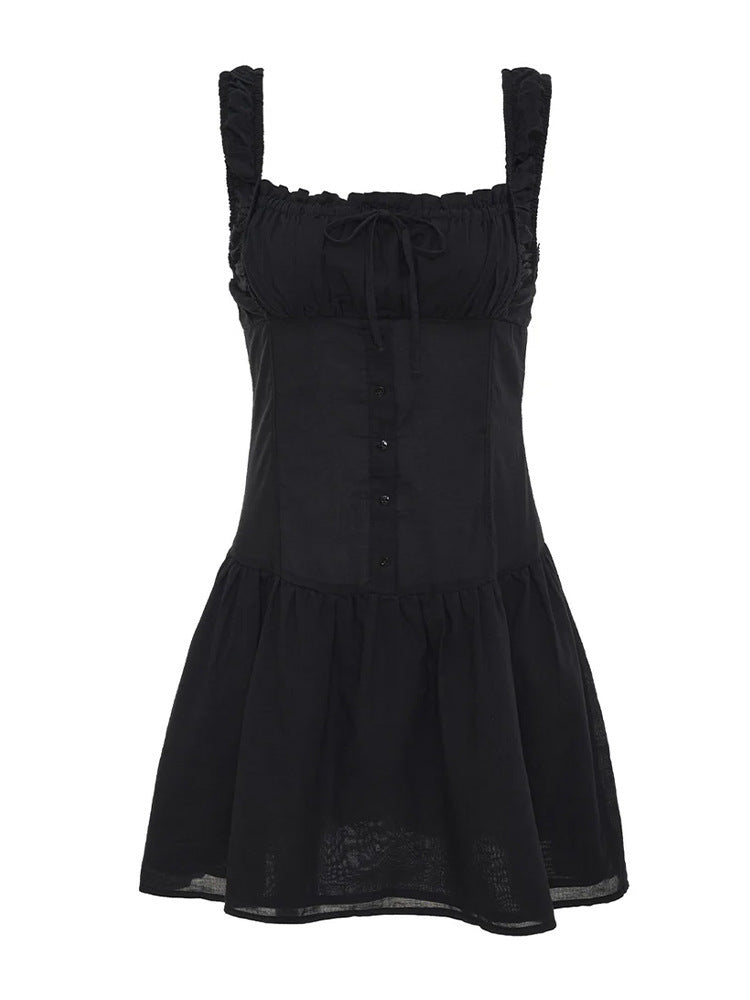 Damen Minikleid mit Rüschendetails und dekorativem Knoten Krohn-e