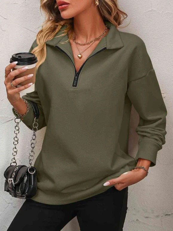 Damen Sweatshirt mit halbem Reißverschluss Krohn-e