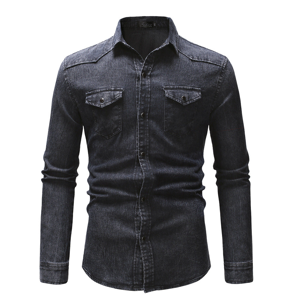 Herren Jeanshemd mit modernen Details und praktischen Taschen Krohn-e