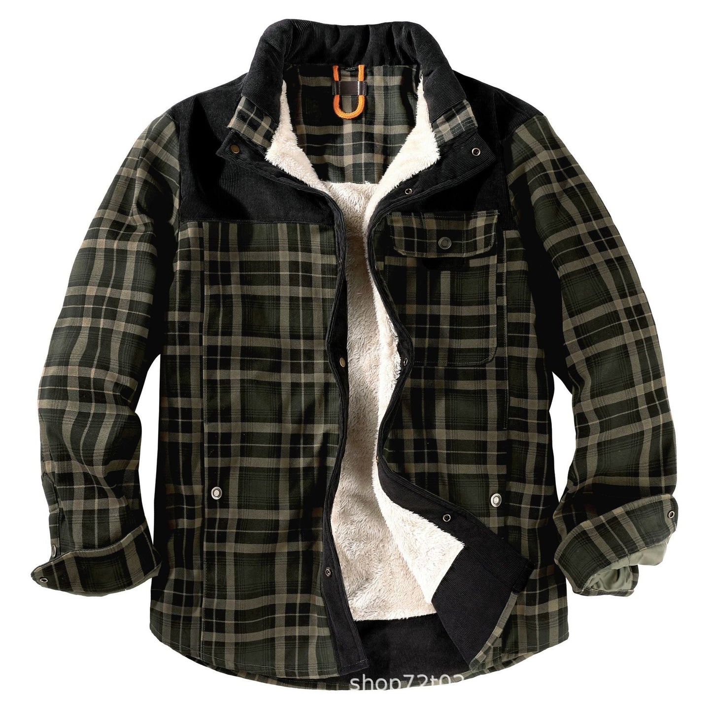 Herren gefütterte Karojacke mit Teddyfell-Hausschicht und praktischen Taschen Krohn-e