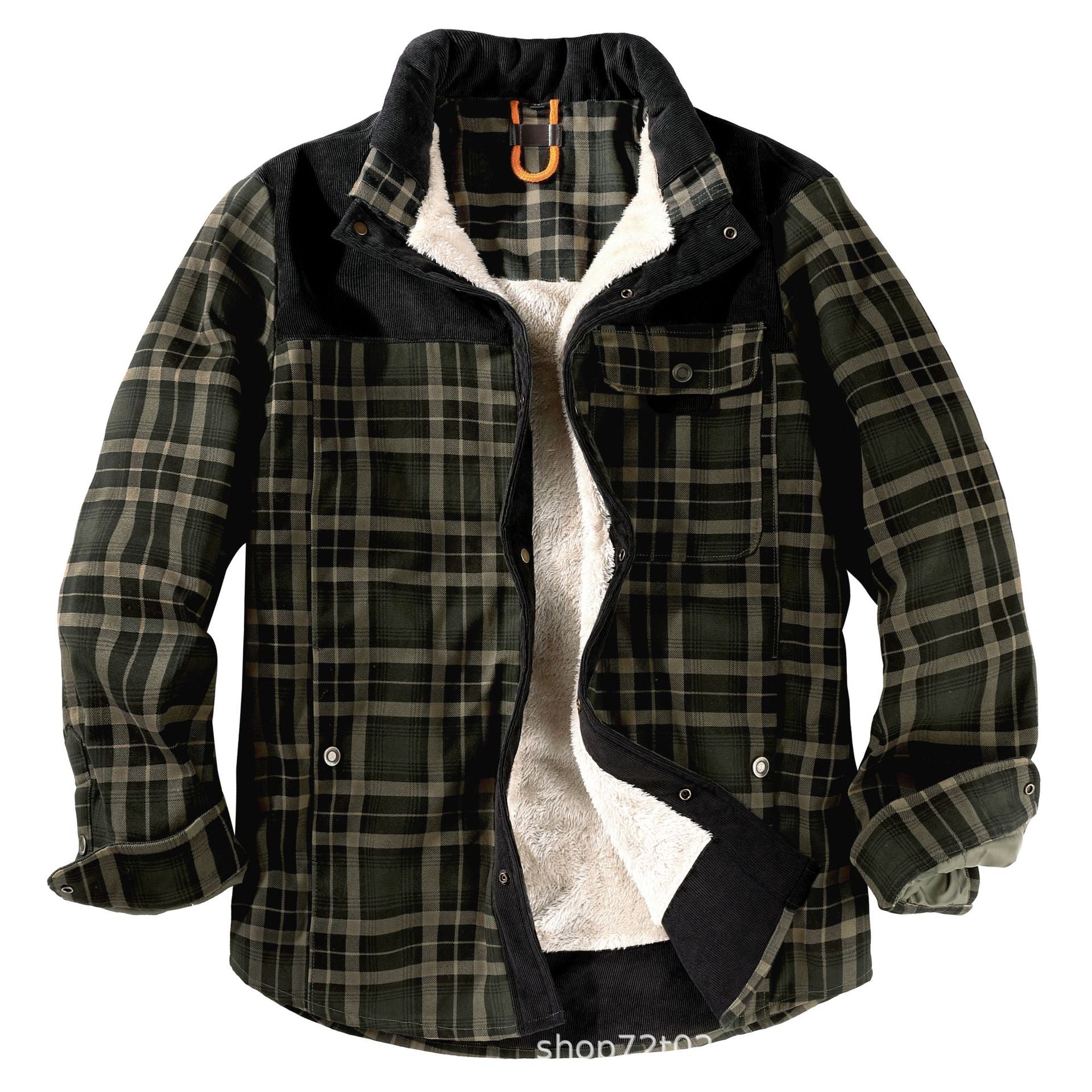 Herren gefütterte Karojacke mit Teddyfell-Hausschicht und praktischen Taschen Krohn-e