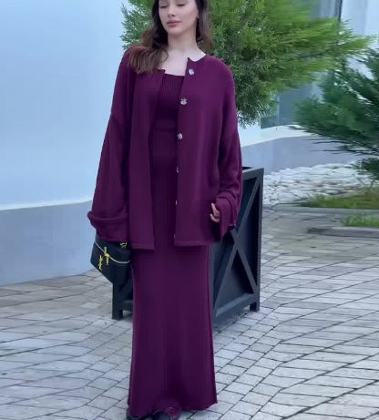 Damen Strickanzug mit elegantem Blazer und ärmellosem Maxikleid Krohn-e