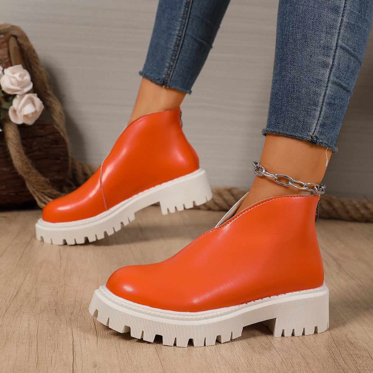 Damen Modische Chelsea-Boots mit trendigem Plateau und rutschfester Sohle Krohn-e
