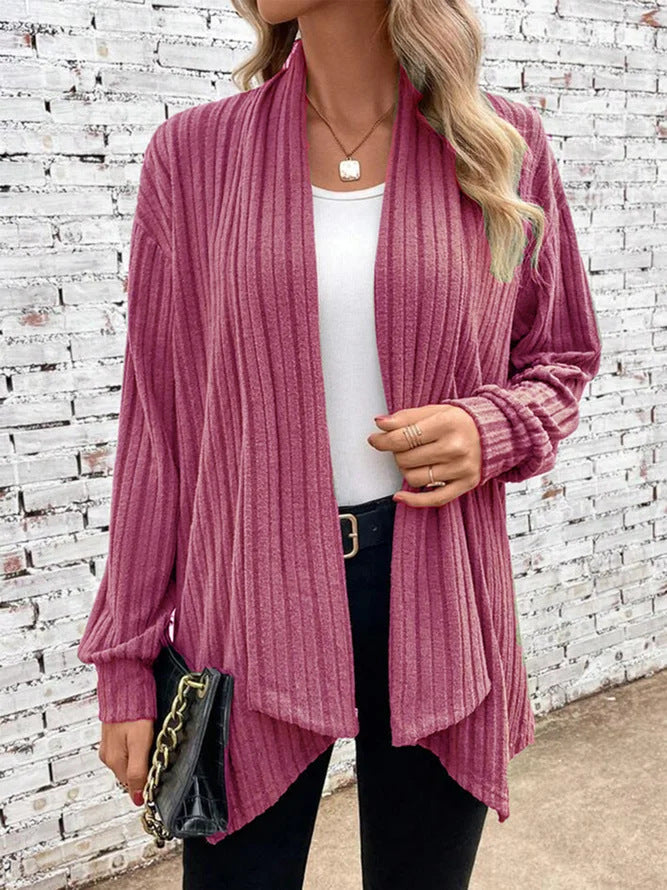 Damen lässiger Strickcardigan mit markantem Rippdesign Krohn-e