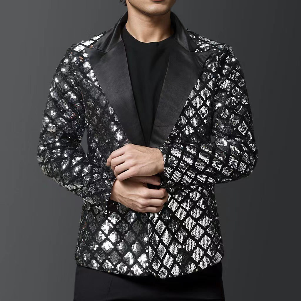 Herren glitzernder Smokingblazer mit luxuriösen Paillettenmustern Krohn-e