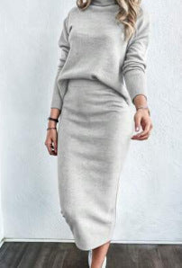 Damen Strickkleid mit lockerem Schnitt und hohem Kragen Krohn-e