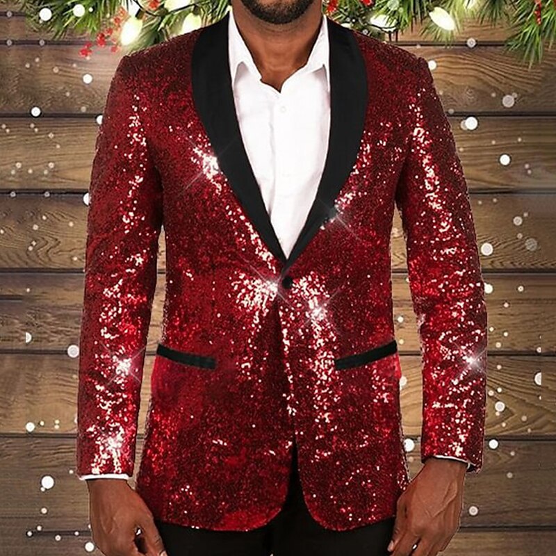 Herren glitzernder Pailletten Blazer mit schwarzem Revers Krohn-e