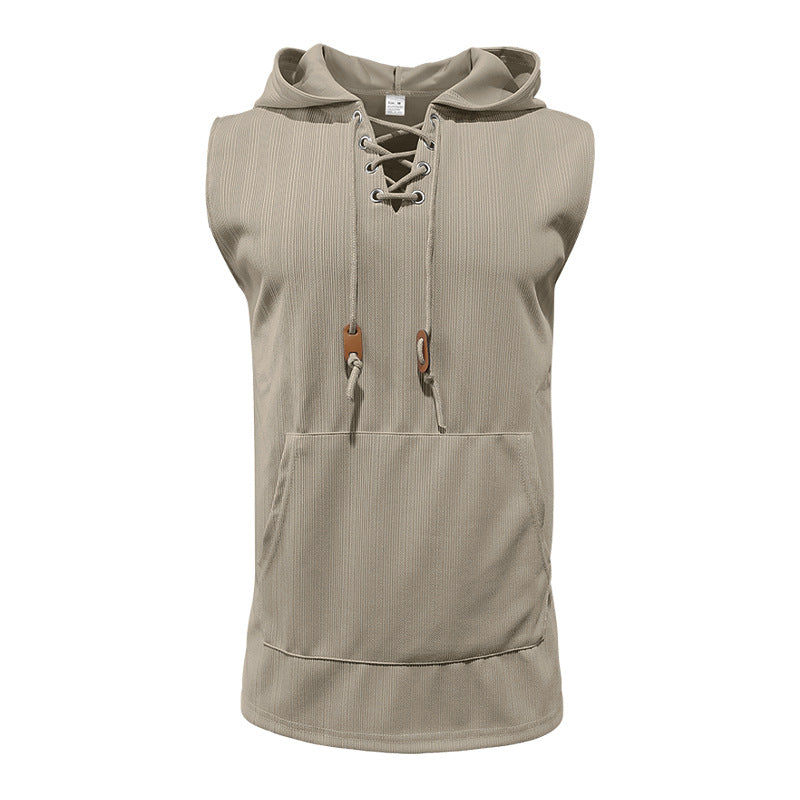 Herren Ärmelloses Sport-Tanktop mit Kapuze und Schnürung Krohn-e