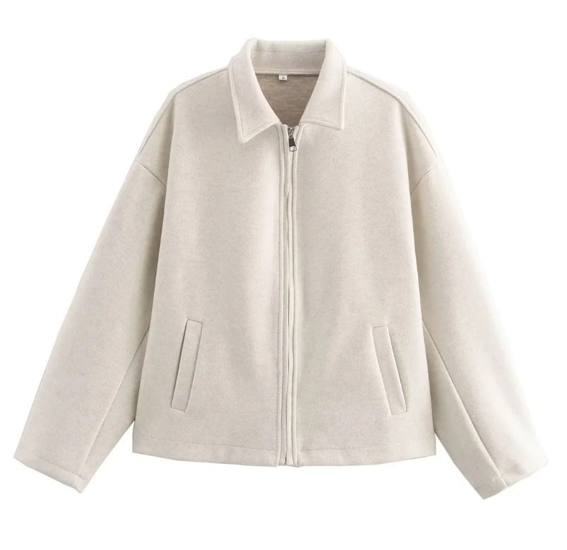 Damen modische cropped Jacke mit breitem Kragen und weichen Materialien Krohn-e