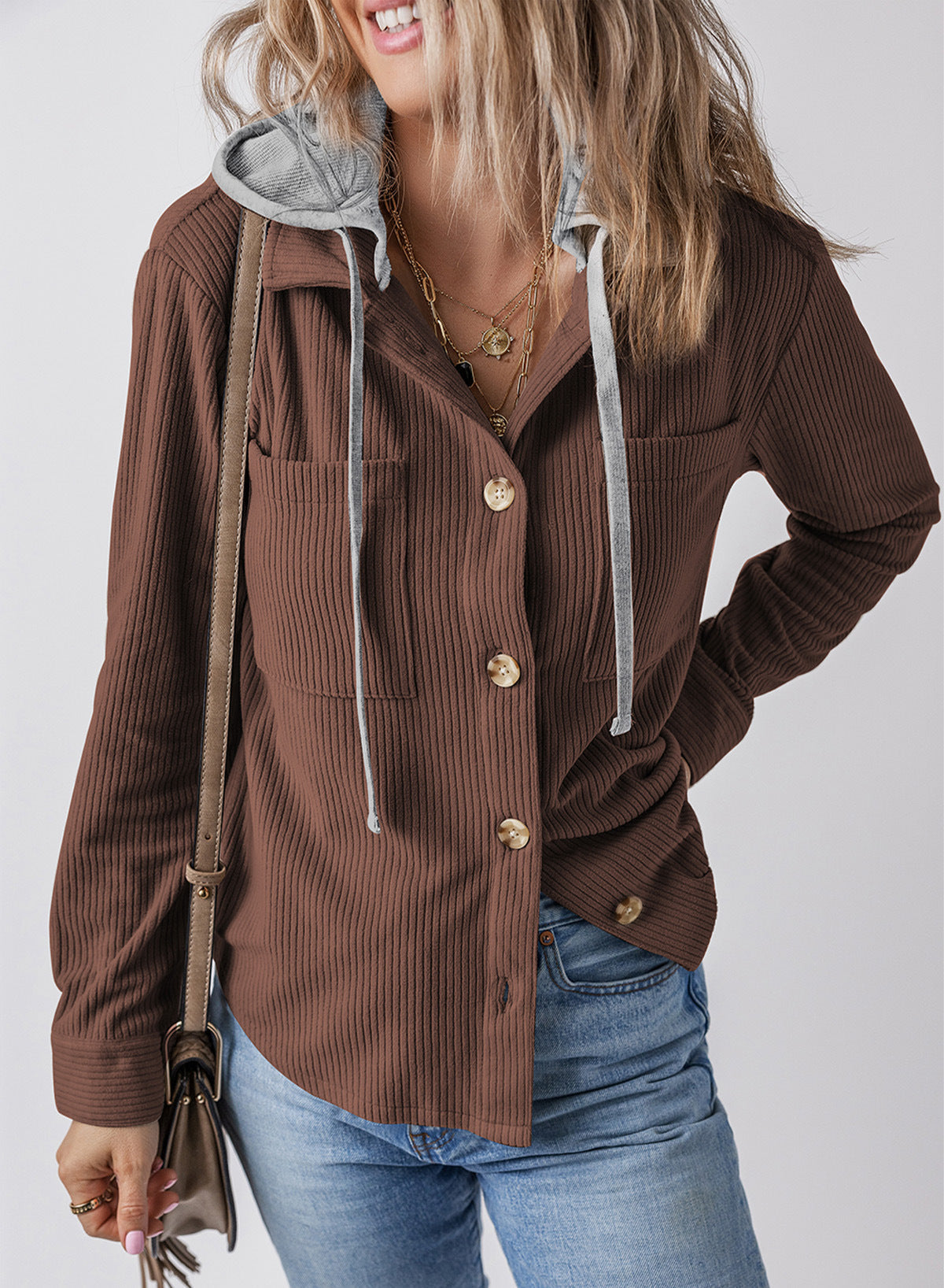 Krohn-e | Revers Knopf Kapuzenjacke