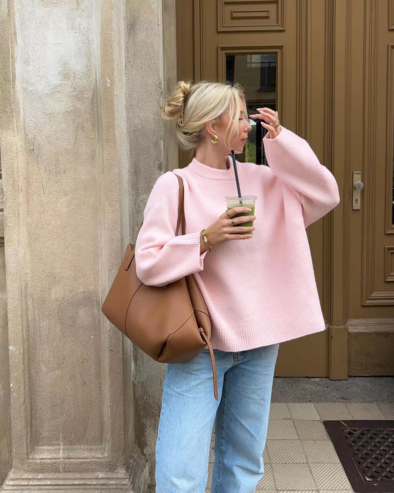 Krohn-e | Strickpullover mit Hohem Hals Lässige Passform Minimalistischer Stil