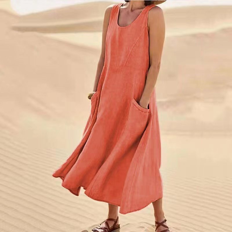 Damen Sommerliches Maxi-Kleid mit praktischen Taschen und lässigem Schnitt Krohn-e