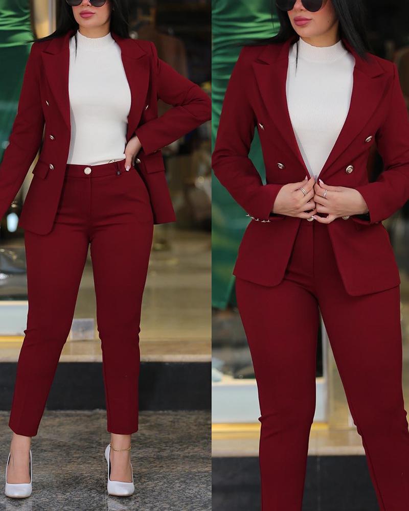 Damen Elegantes Anzug-Set mit tailliertem Blazer und schmalen Hosen Krohn-e