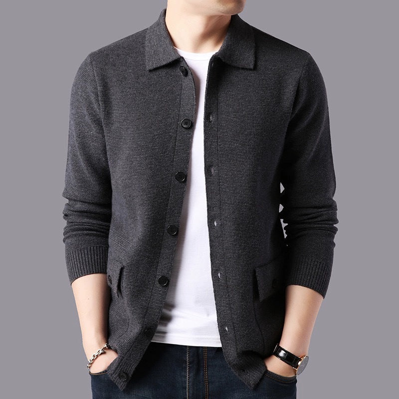 Herren Strukturierte Strickjacke mit Knopfverschluss und praktischen Taschen Krohn-e