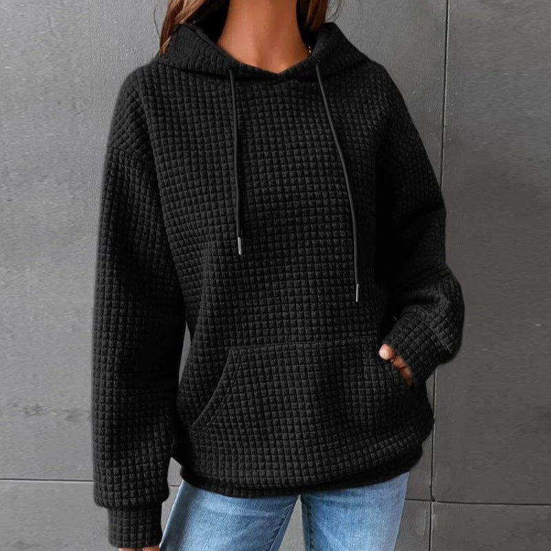 Damen Waffelstruktur Hoodie mit Kängurutasche und lässigem Schnitt Krohn-e
