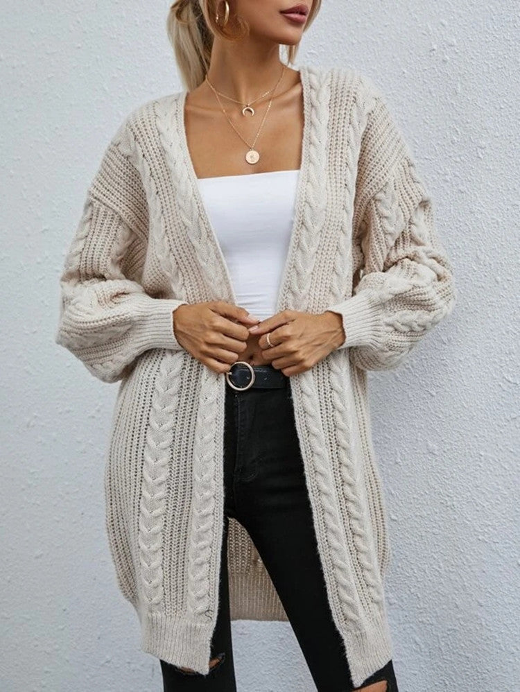 Damen Grobstrick Cardigan mit lässigem Oversize-Schnitt und raffiniertem Zopfmuster Krohn-e